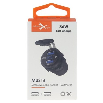 Сильная розетка 2XUSB CHARGING с дисплеем