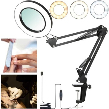 LAMPA Z LUPĄ LED KOSMETYCZNA DERMATOLOGICZNA USB