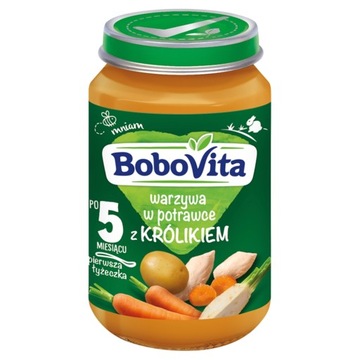 Obiadek warzywa w potrawce z królikiem po 5 miesiącu 190 g BoboVita