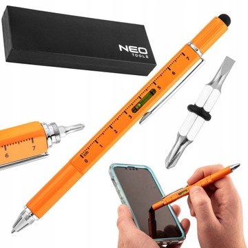 NEO DŁUGOPIS gadżet RYSIK POZIOMNICA ETUI 5w1