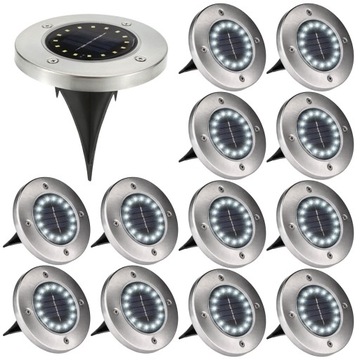 12x LAMPKA SOLARNA WBIJANA 16 LED NAJAZDOWA LAMPKI