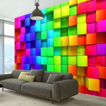Fototapeta optyczna 3D kolorowa ściana 350x245