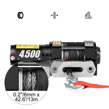 Электрическая лебедка VEVOR 4500 фунтов 12 В 2041 кг