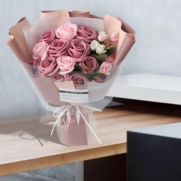 Мыльный букет Flower Box Rose Искусственные цветы в коробке Подарок светло-розовый