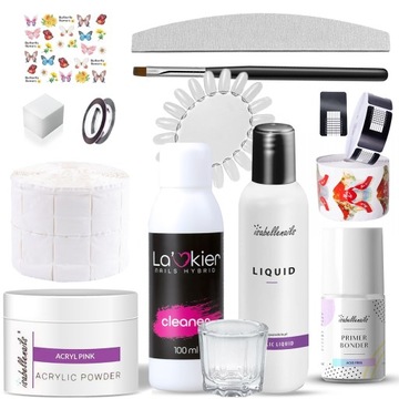 Zestaw akryl do paznokci Isabellenails Proszek Akrylowy 30ml ROSE liquid