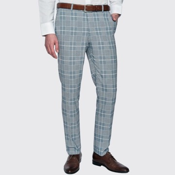 Niebieskie spodnie garniturowe w kratę PAKO LORENTE 182/104