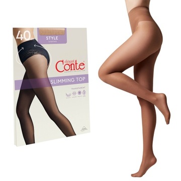Rajstopy damskie wyszczuplające Lycra Conte STYLE 40 DEN natural rozmiar 3