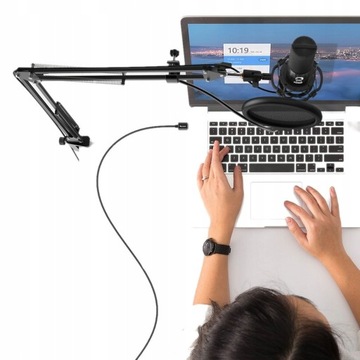 КОМПЬЮТЕРНЫЙ ИГРОВОЙ МИКРОФОН FIFINE T669 С ПОП-ФИЛЬТРОМ НА НАСТОЛЬНОМ РУЧКЕ