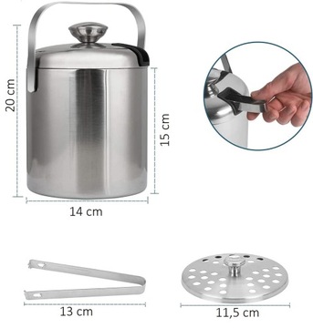 ВЕДРО ДЛЯ ЛЬДА КОНТЕЙНЕР ДЛЯ ЛЬДА + ЩИПЦЫ 1,3 Л