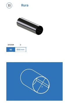 KROP СТАЛЬ Водосточная ТРУБА fi 90 1м ЧЕРНАЯ