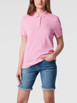 Tommy Hilfiger Różowa Koszulka Polo Damska z Kołnierzykiem Logo Haft r. S