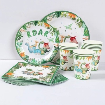 Одноразовая посуда на тему динозавра, украшение на день рождения