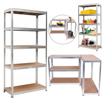 REGAŁ MAGAZYNOWY METALOWY 150x75x30 GARAŻOWY do PIWNICY garażu 625kg MOCNY