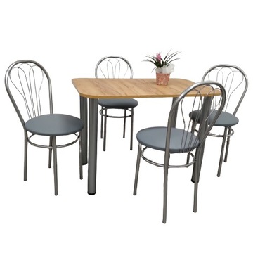 Zestaw stol 120/69 + 4 krzesla venus srebrne