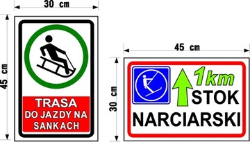 Tabliczka na Stok Narciarski Trasa do Nauki Jazdy i Inne Tabliczki Zimowe
