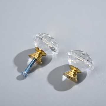 Мебельная ручка с кристаллом Золотая мебельная ручка с кристаллом Золотая 30 мм Glamour