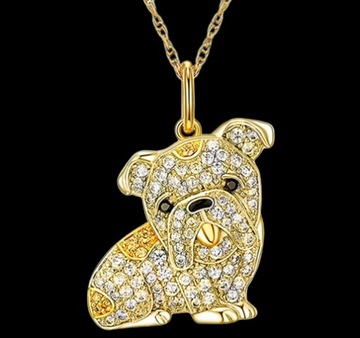 Детское ожерелье для собак, бульдог, золотая собака, кубические цирконы, красивая цепочка