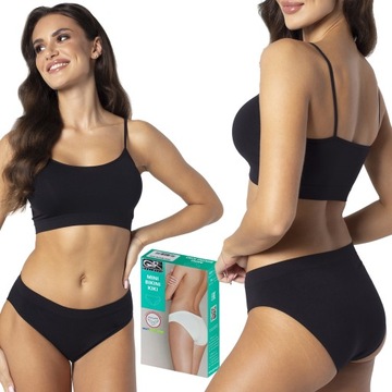 Figi Gatta Kiki Mini Bikini bezszwowe, czarne, M