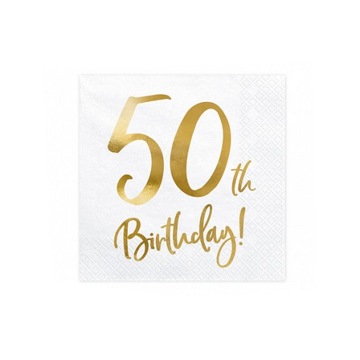 Serwetki papierowe 50th birthday 33x33cm złoty 20x