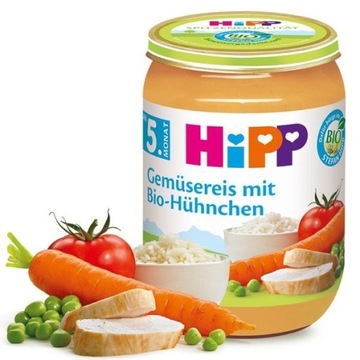 HiPP BIO Ryż z Warzywami i Kurczakiem + Omega3
