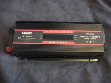 Seamuing Przetwornica napięcia 2000W DC 12V na AC 240V gniazdo 2 porty USB