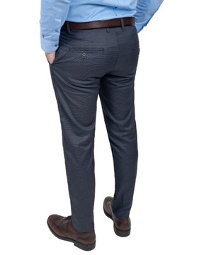 Eleganckie Szare w Pepitko Spodnie Męskie Dopasowane - 30