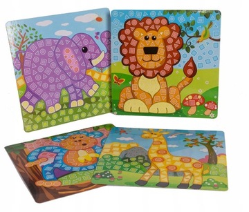 Альбом для вырезок из пенопласта Мозаика Животные Зоопарк 3+ Блестящий малыш Аскато