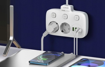Удлинитель LDNIO 2 розетки переменного тока 3xUSB 1xUSB-C