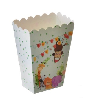 PUDEŁKO POPCORN PAPIEROWE Małka Zebra ZOO 0,8 L słodycze 6 szt Safari eco