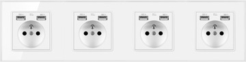СТЕКЛЯННАЯ РОЗЕТКА ЧЕТЫРЕХРОЗЕТКА +8X USB-ЗАРЯДНОЕ УСТРОЙСТВО