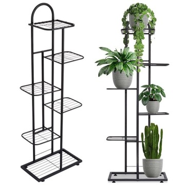 Подставка для цветов 6-ярусная, металл, черная, 118 см / Vilde