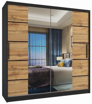 Szafa przesuwna PREMIUM z lustrem SZUFLADY 200 cm