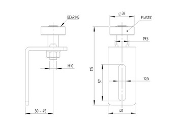 РОЛИК ДЛЯ ОТКАТНЫХ ВОРОТ С НАПРАВЛЯЮЩЕЙ РУЧКОЙ 35