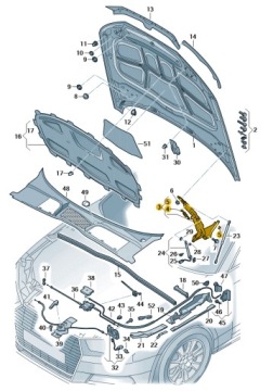 ZAWIAS MASKI PRZÓD LEWY AUDI A5 B9 ASO ORYGINAŁ