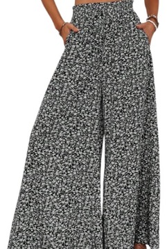 SHEIN SPODNI DAMSKIE KWIATY DZWONY CASUAL 44 V5A