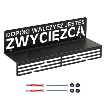 Wieszak na medale ZWYCIĘZCA HARD z półką metalowy czarny kołki FISCHER