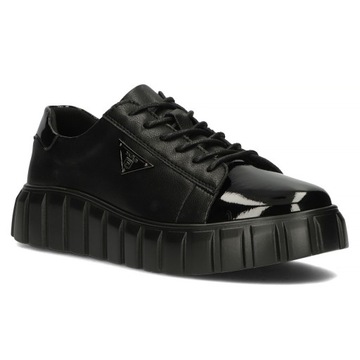 Skórzane sneakersy na platformie Czarne sportowe półbuty Filippo DP4138