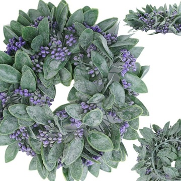 WIANEK RUSKUS NA STÓŁ DRZWI DEKORACJA BOHO FIOLETOWE KULECZKI 22 cm LIŚCIE