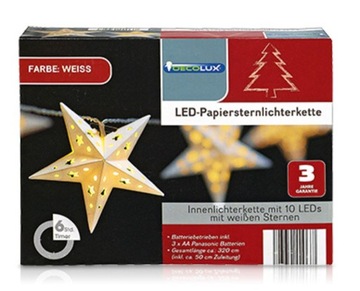 LED ЗВЕЗДЫ 10 ШТ ЦЕПЬ 3м 4 цвета ОТДЕЛКА