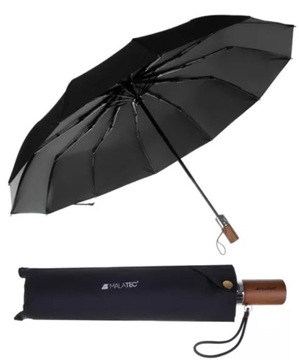 CZARNY ELEGANCKI MOCNY PARASOL PRZECIWDESZCZOWY PARASOLKA SKŁADANY DUŻY
