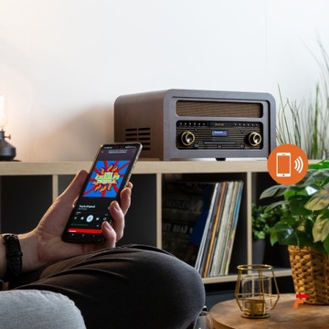Проигрыватель VINTAGE, стерео BT CD USB, FM-радио DAB+
