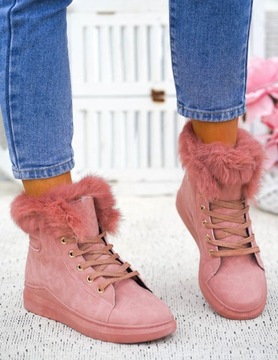 Зимние ботильоны, Утепленные ботинки, Розовый 37
