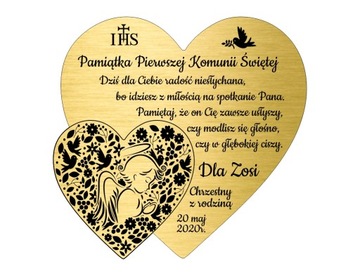 Tabliczka Pamiątka Pierwszej Komunii Św. dedykacja