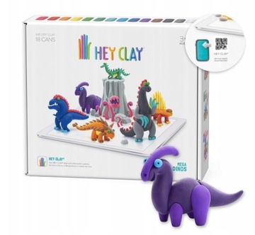 Masa plastyczna Ciastolina zestaw Dinozaury MEGA DINOS HEY CLAY +aplikacja
