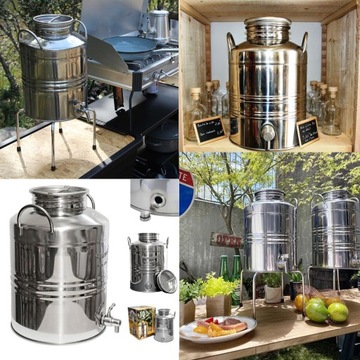 БОЧКА из НЕРЖАВЕЮЩЕЙ СТАЛИ INOX, герметичная пузырьковая банка, 10л, для самогона