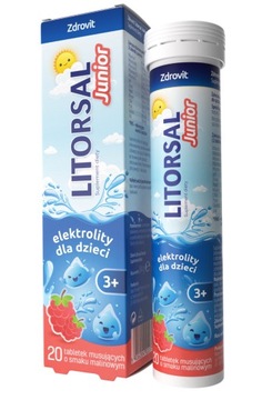 Zdrovit LITORSAL JUNIOR 20 tabletek musujących SMAK MALINOWY