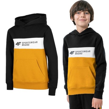 Bluza chłopięca dresowa 4F JBLM003 z kapturem 164.