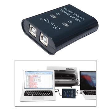 Out Splitter USB Printer Sharing Plug Black