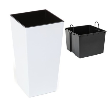 Doniczka wysoka z wkładem połysk Biały H 465 mm