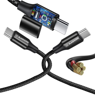 Нейлоновый зарядный кабель USB-C/USB-C для Samsung, длина 1,8 м, с нейлоновой оплеткой